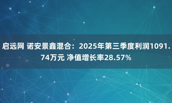 启远网 诺安景鑫混合:2025年第三季度利润1091.74万元 净值增长率28.57%